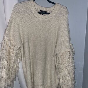 Forever 21 Cream Textured Sleeve Sweater
